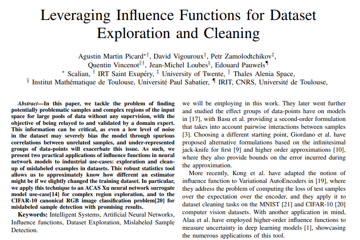 Leveraging Influence Functions for Dataset Exploration and Cleaning paper preview